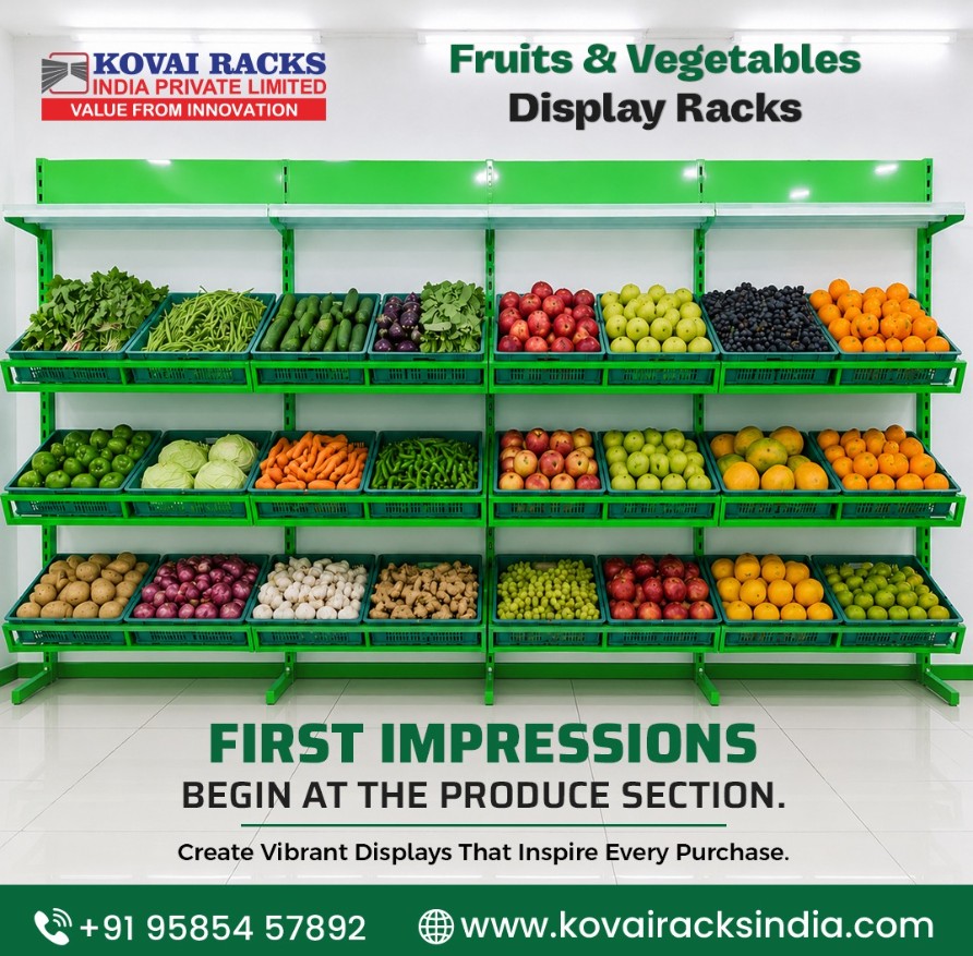 Strong and Neat Vegetables and Fruits Shop Racks in Chennai for Modern Stores